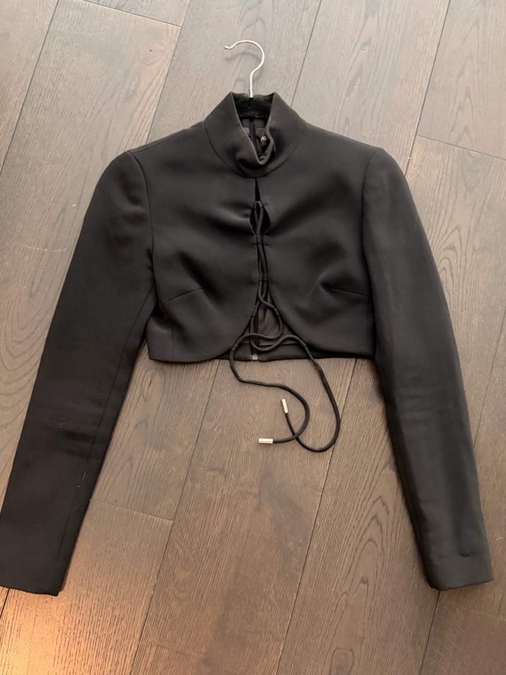 David Koma elegant tie Black Long-Sleeve Lace-Up Crop Top Size UK 6 barely worn - Picture 15 of 16